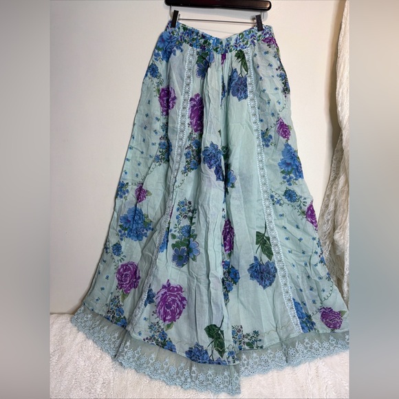 Free People Hey Lover Printed Lace Inset Sleep Pajama Pants L - Picture 4 of 7